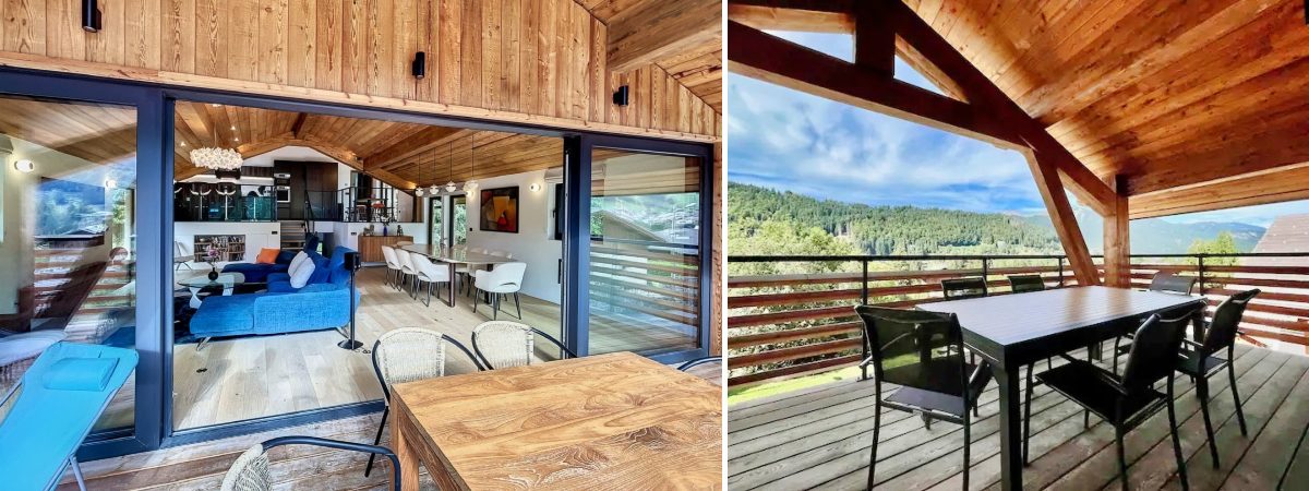 Chalet Les Noisettes has a spectacular balcony by the living area